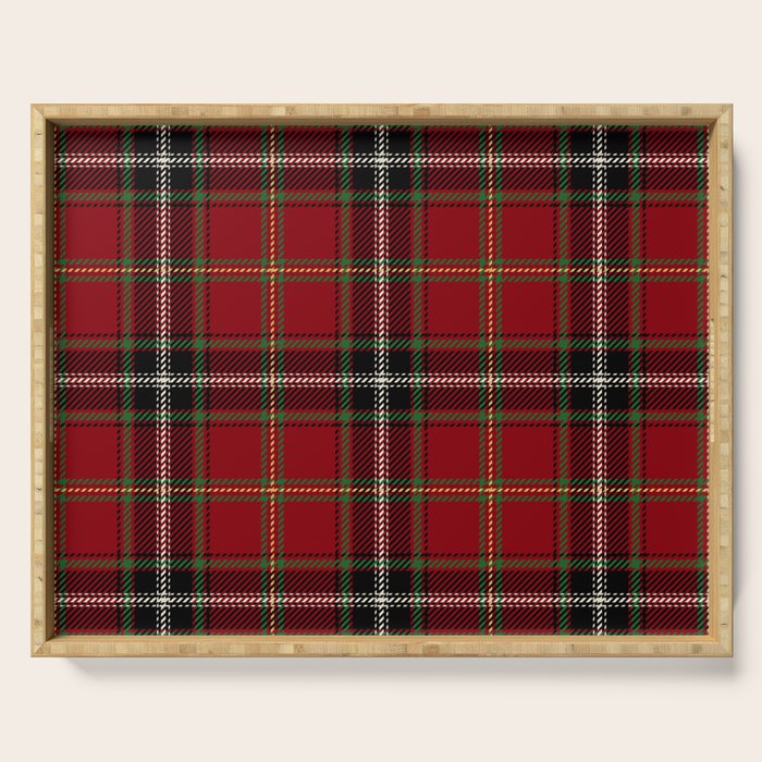 Classic Christmas Red Tartan Plaid Serving Tray Gallery Image 1