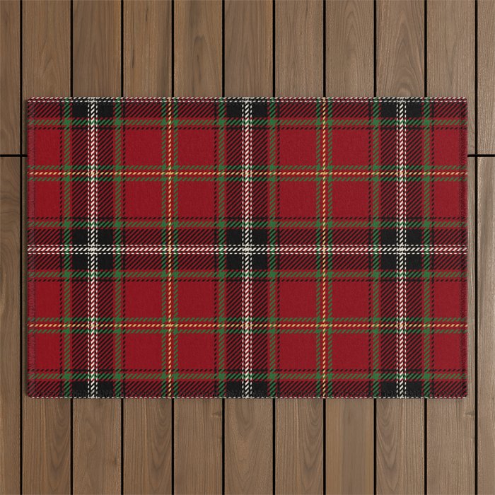 Classic Christmas Red Tartan Plaid Outdoor Rug Gallery Image 1