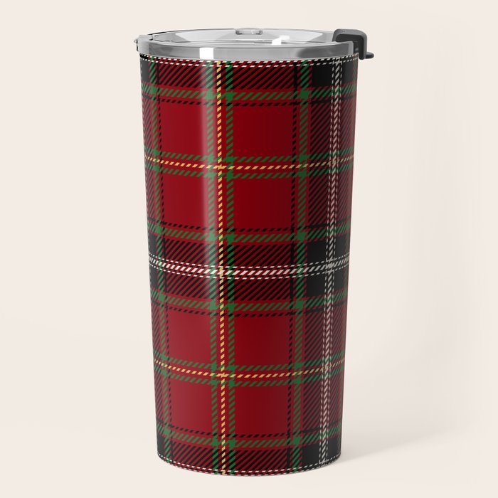 Classic Christmas Red Tartan Plaid Travel Mug Gallery Image 2