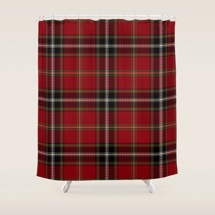 Classic Christmas Red Tartan Plaid Shower Curtain Gallery Image 1