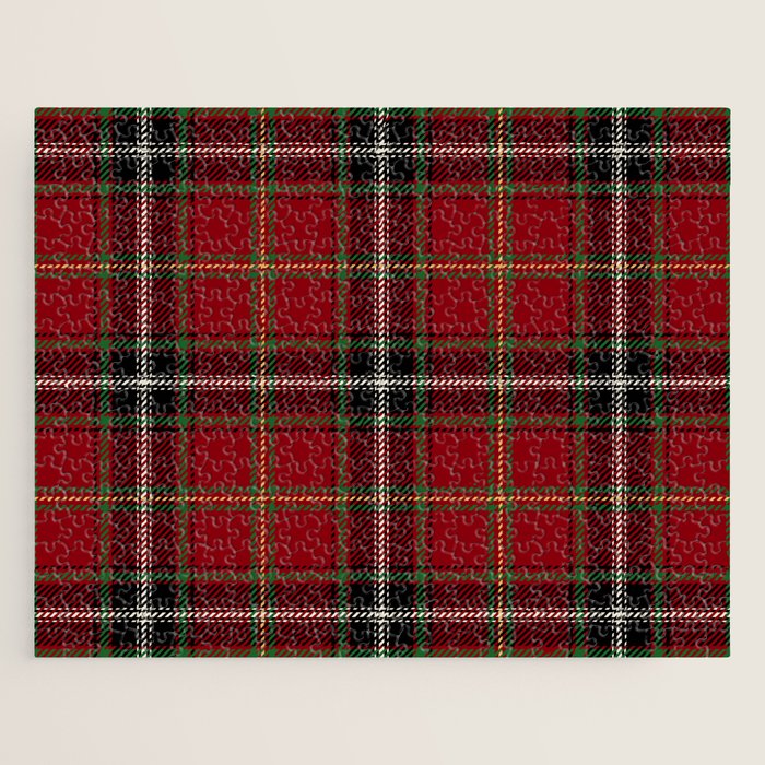 Classic Christmas Red Tartan Plaid Jigsaw Puzzle Gallery Image 1