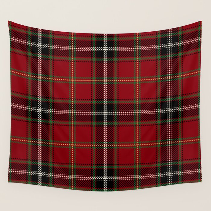 Classic Christmas Red Tartan Plaid Wall Tapestry Gallery Image 1