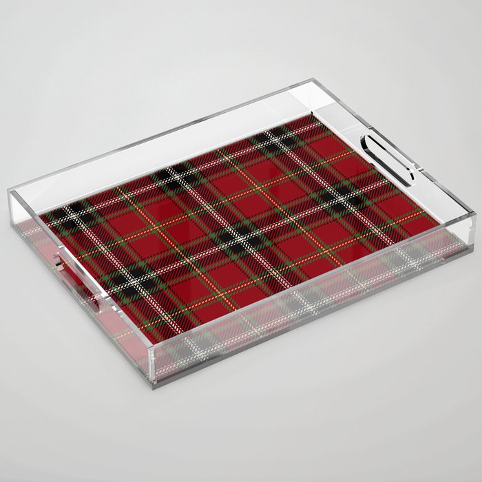 Classic Christmas Red Tartan Plaid Acrylic Tray Gallery Image 1