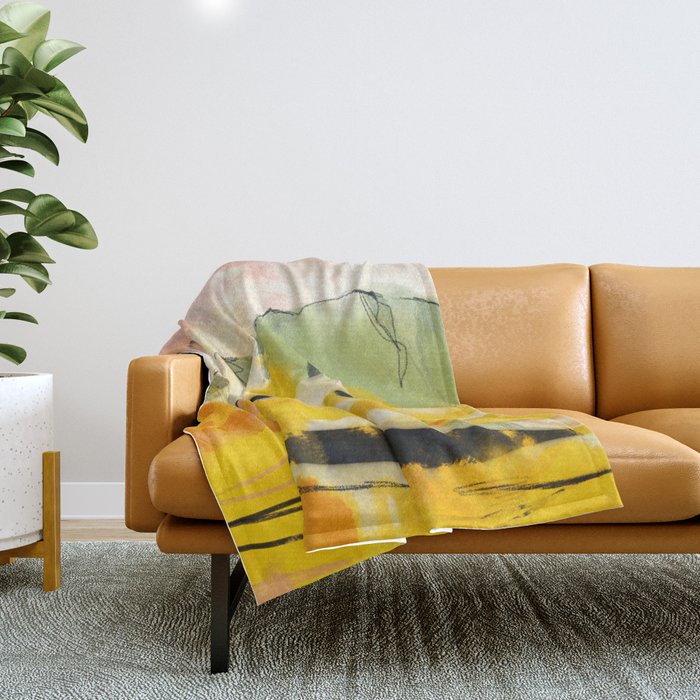 landscape abtract - paysage jaune Throw Blanket Gallery Image 1