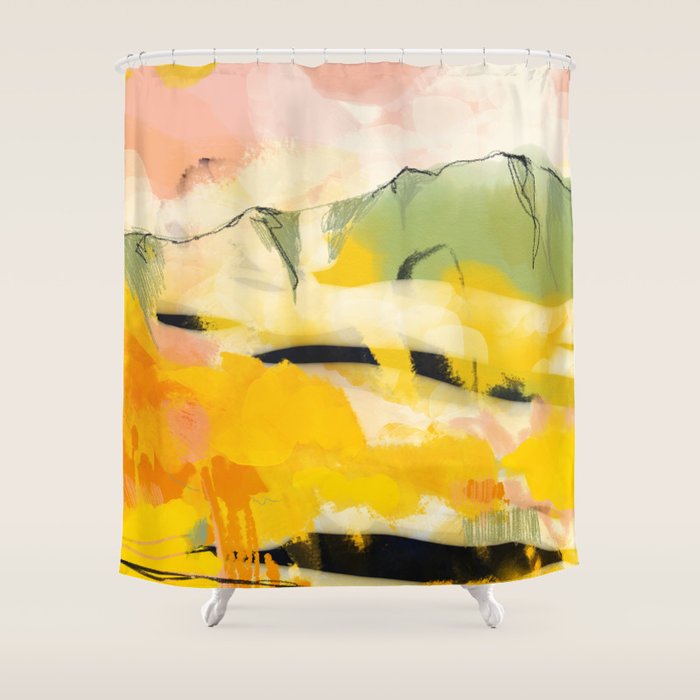 landscape abtract - paysage jaune Shower Curtain Gallery Image 1