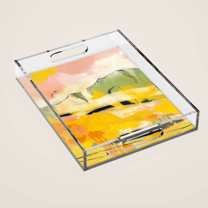 landscape abtract - paysage jaune Acrylic Tray Gallery Image 1