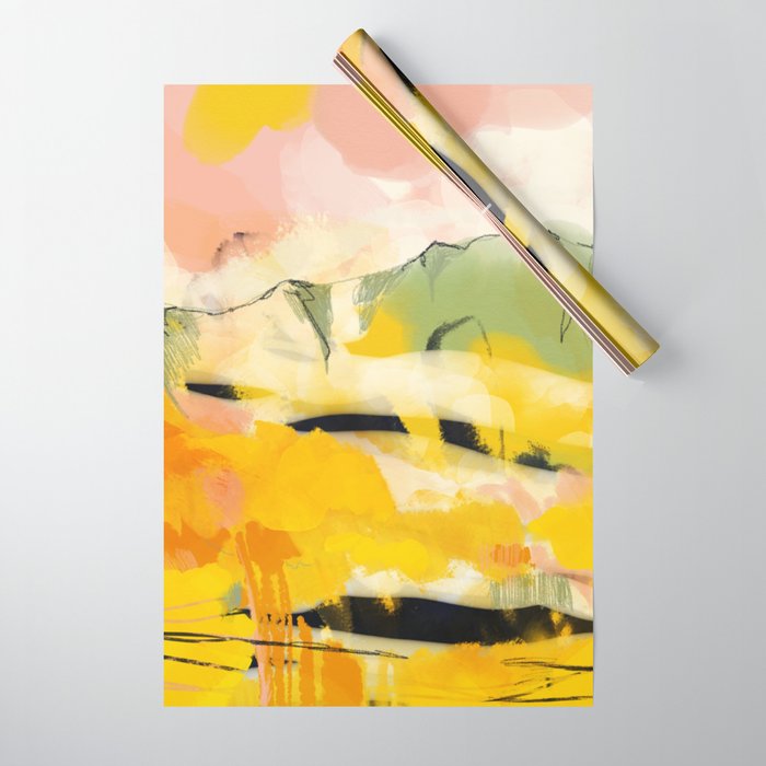 landscape abtract - paysage jaune Wrapping Paper Gallery Image 1