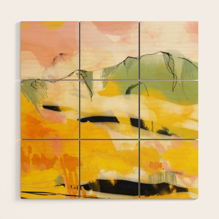 landscape abtract - paysage jaune Wood Wall Art Gallery Image 1