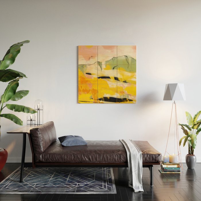 landscape abtract - paysage jaune Wood Wall Art Gallery Image 2
