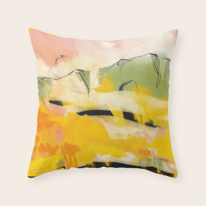landscape abtract - paysage jaune Throw Pillow Gallery Image 6