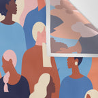 Female diverse faces of different ethnicity blue Wall Tapestry Gallery Image 3