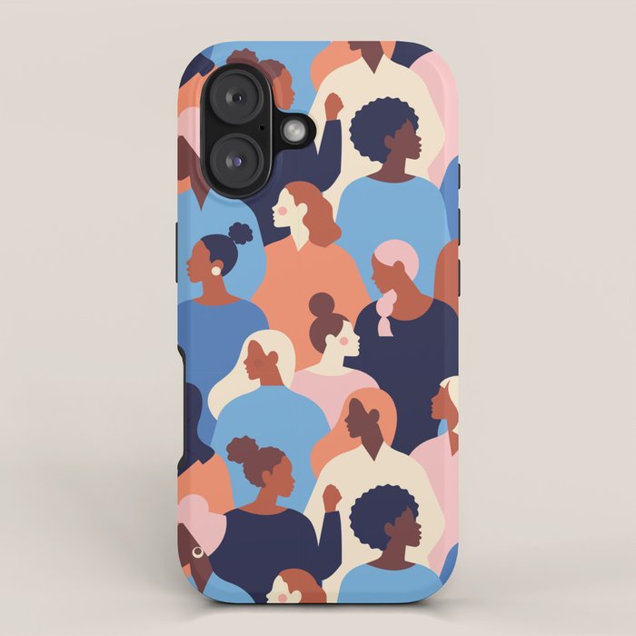 Female diverse faces of different ethnicity blue iPhone Case Gallery Image 1