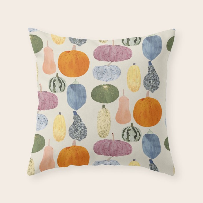 Still life of pumpkins Throw Pillow Gallery Image 6
