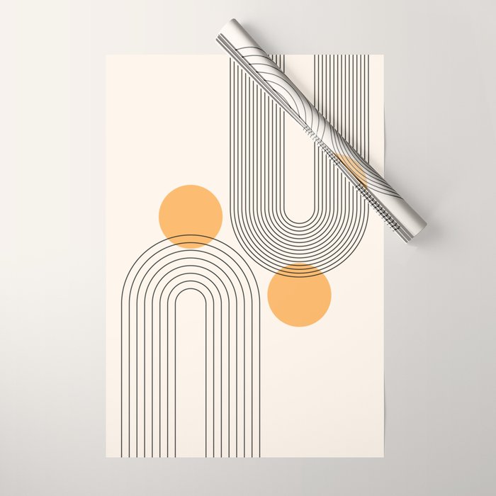 Mid Century Modern Geometric 70 (Rainbow and Sun Abstraction) Wrapping Paper Gallery Image 1
