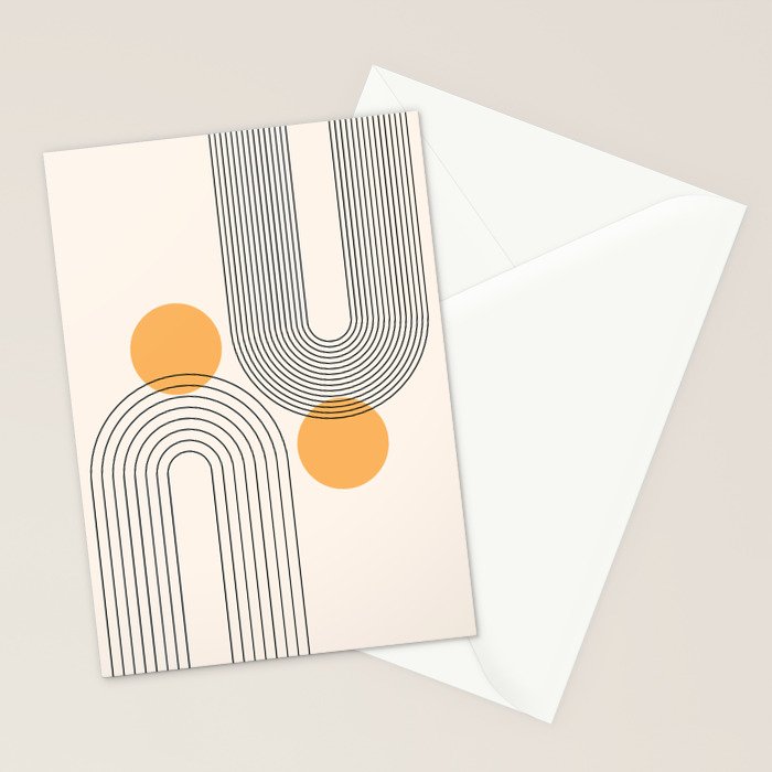 Mid Century Modern Geometric 70 (Rainbow and Sun Abstraction) Stationery Card Gallery Image 2