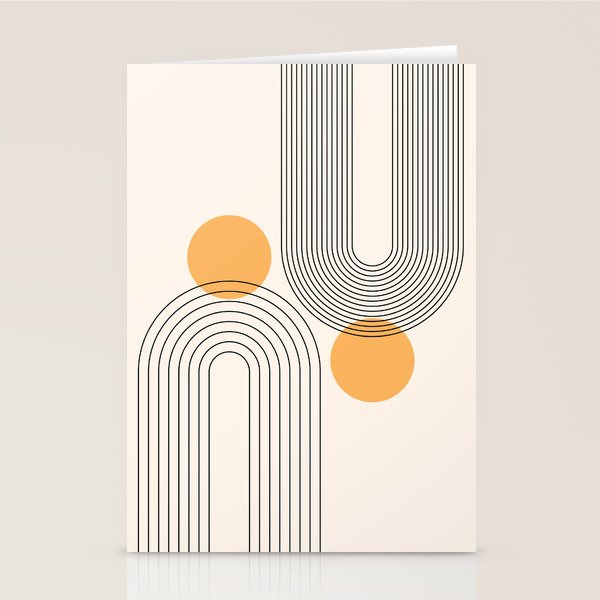 Mid Century Modern Geometric 70 (Rainbow and Sun Abstraction) Stationery Card Gallery Image 2