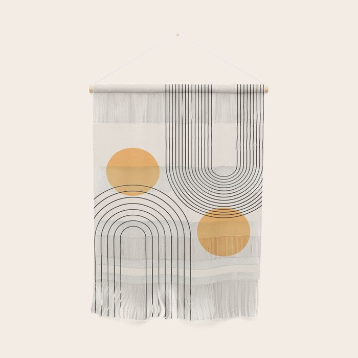 Mid Century Modern Geometric 70 (Rainbow and Sun Abstraction) Wall Hanging Gallery Image 1