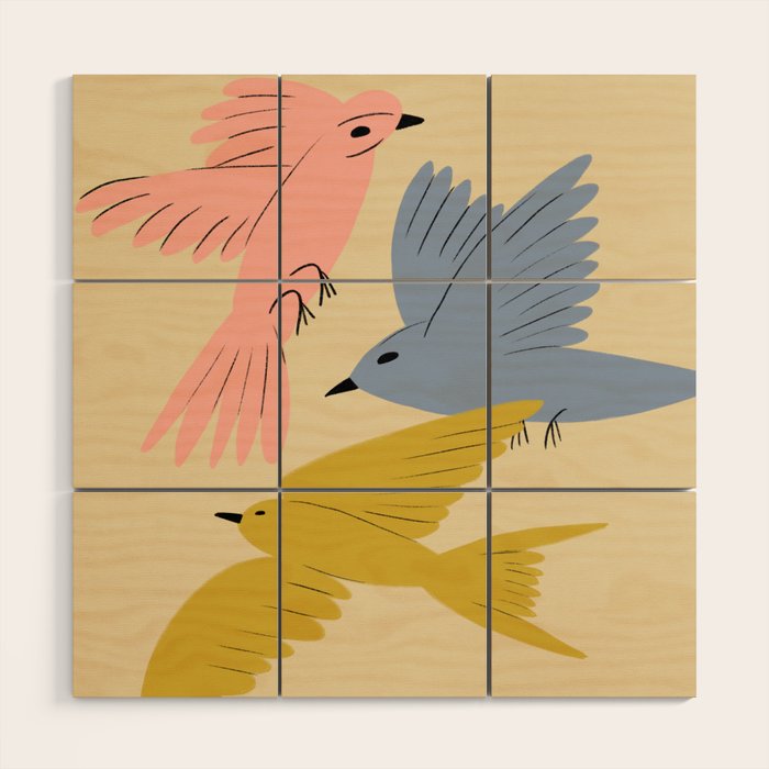Flying Birds - Pastel Colors  Wood Wall Art Gallery Image 1