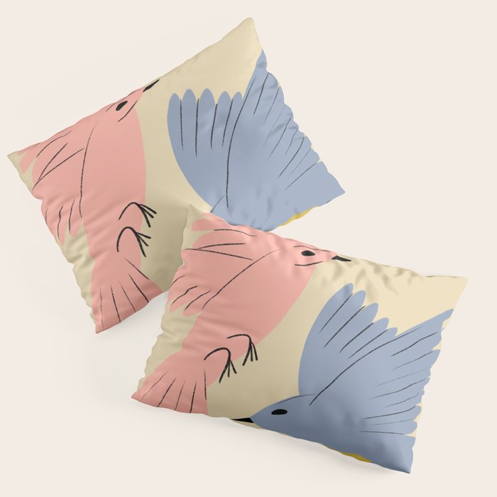 Flying Birds - Pastel Colors  Pillow Sham Gallery Image 3