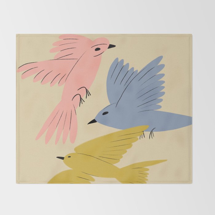 Flying Birds - Pastel Colors  Throw Blanket Gallery Image 2
