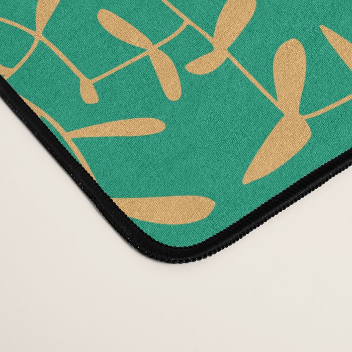 Block print bold flower green Desk Mat Gallery Image 4
