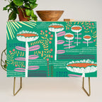 Block print bold flower green Credenza Gallery Image 1
