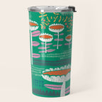 Block print bold flower green Travel Mug Gallery Image 2