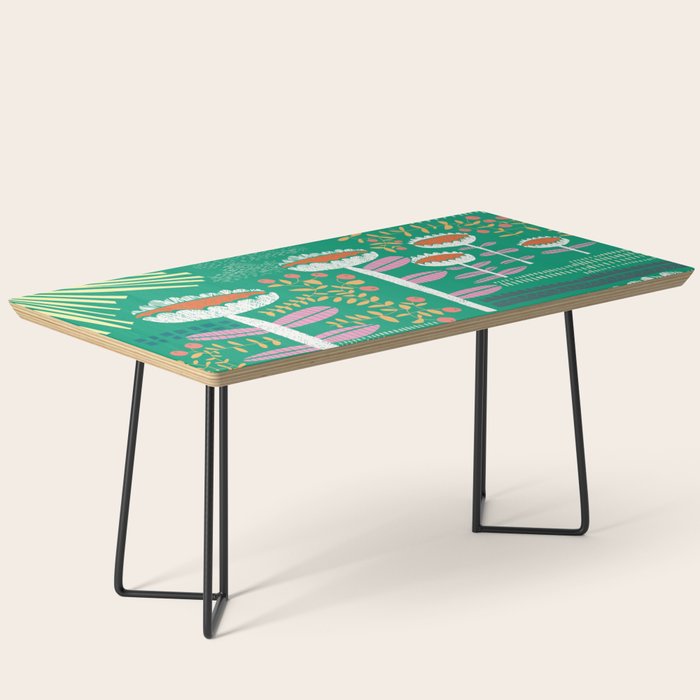 Block print bold flower green Coffee Table Gallery Image 1
