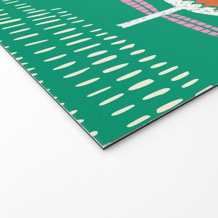 Block print bold flower green Welcome Mat Gallery Image 2