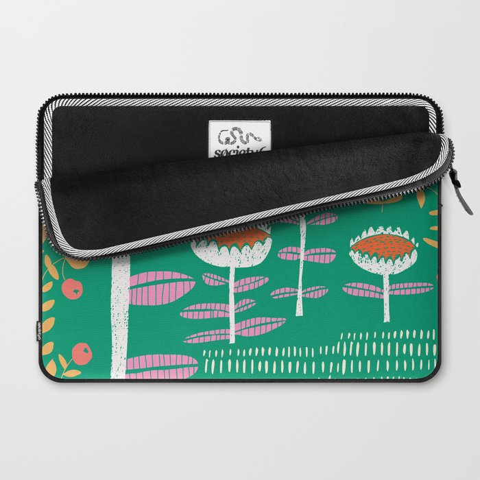 Block print bold flower green Laptop Sleeve Gallery Image 2