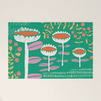Block print bold flower green Welcome Mat Gallery Image 1
