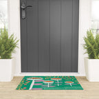 Block print bold flower green Welcome Mat Gallery Image 3