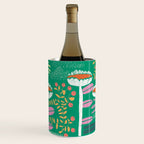 Block print bold flower green Wine Chiller Gallery Image 1