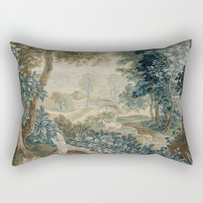 Antique 18th Century Flemish Verdure Tapestry Rectangular Pillow Gallery Image 2