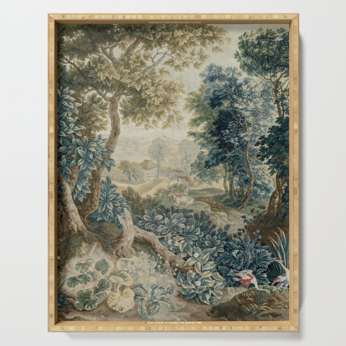 Antique 18th Century Flemish Verdure Tapestry Serving Tray Gallery Image 1