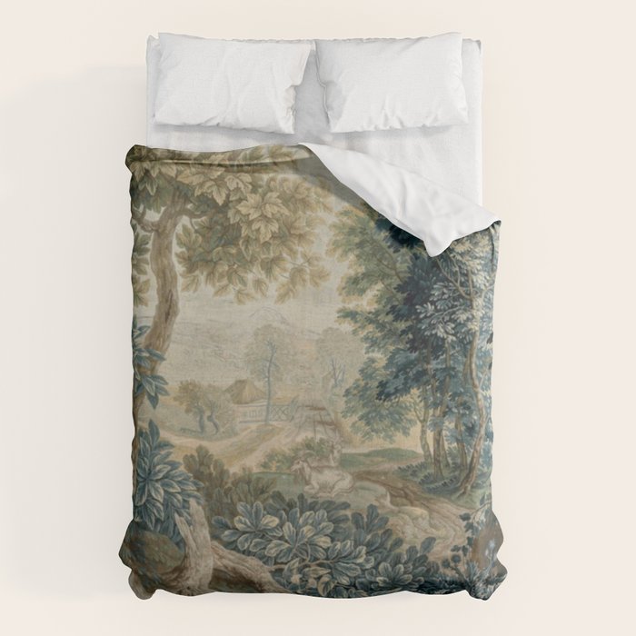 Antique 18th Century Flemish Verdure Tapestry Duvet Cover Gallery Image 1