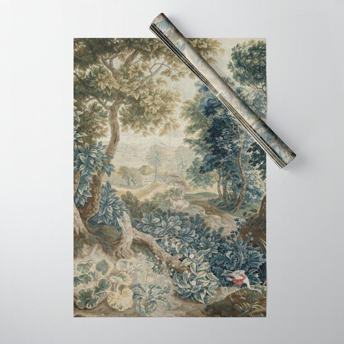 Antique 18th Century Flemish Verdure Tapestry Wrapping Paper Gallery Image 1