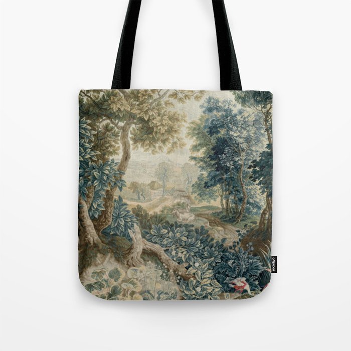 Antique 18th Century Flemish Verdure Tapestry Tote Bag Gallery Image 1