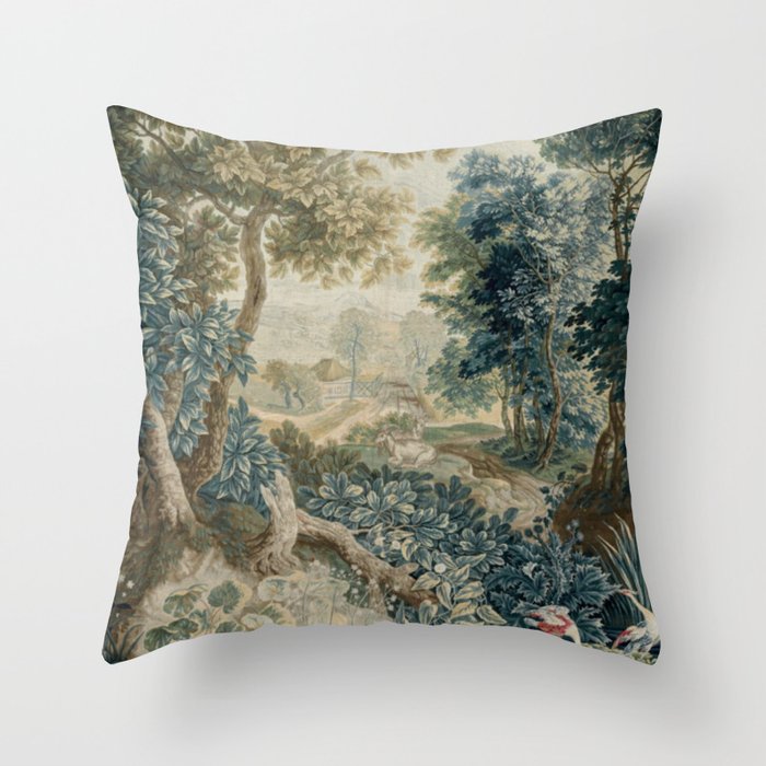 Antique 18th Century Flemish Verdure Tapestry Throw Pillow Gallery Image 1