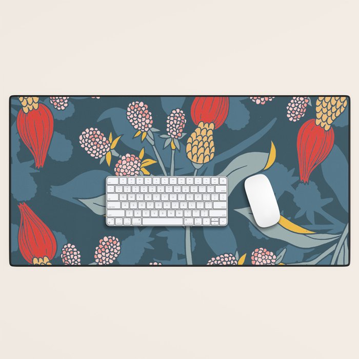 Retro floral shapes Desk Mat Gallery Image 1