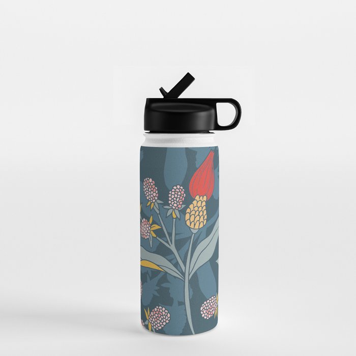 Retro floral shapes Water Bottle Gallery Image 1