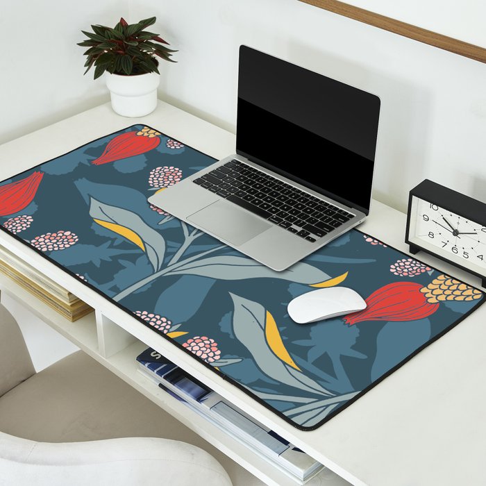 Retro floral shapes Desk Mat Gallery Image 2