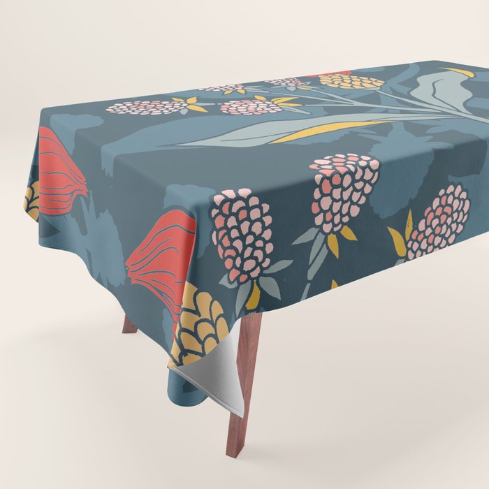 Retro floral shapes Tablecloth Gallery Image 1