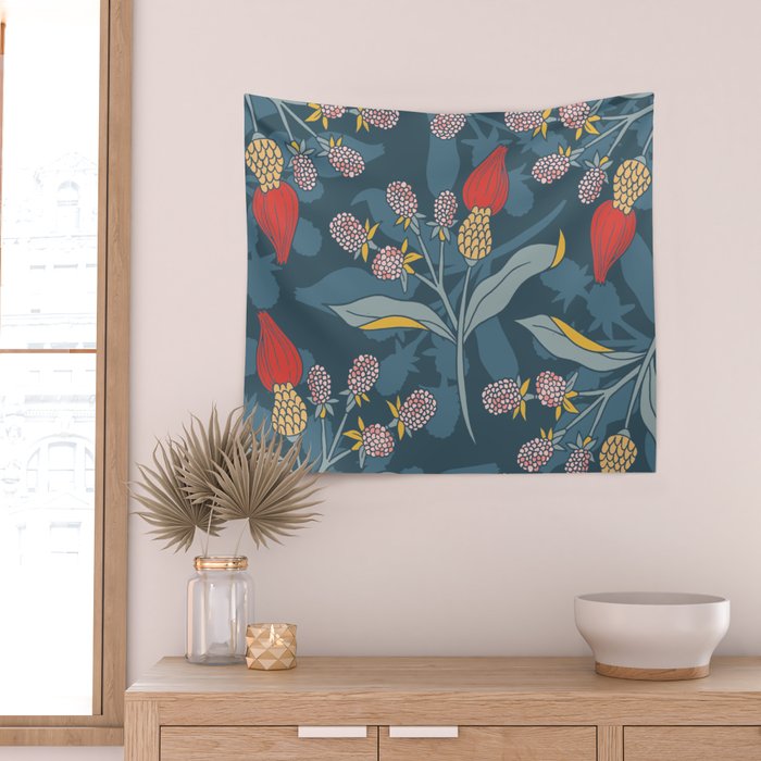 Retro floral shapes Wall Tapestry Gallery Image 2