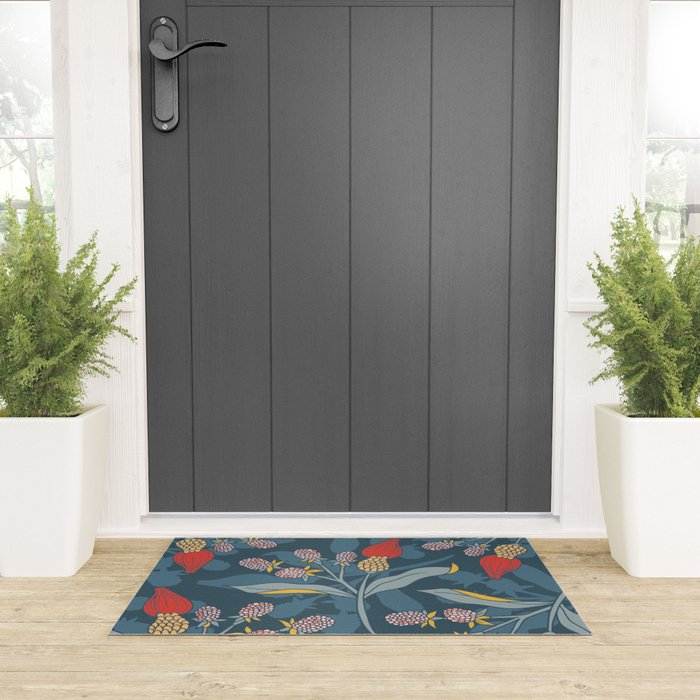 Retro floral shapes Welcome Mat Gallery Image 3