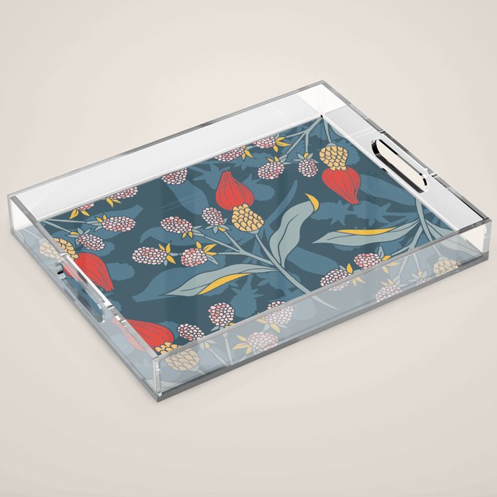 Retro floral shapes Acrylic Tray Gallery Image 1