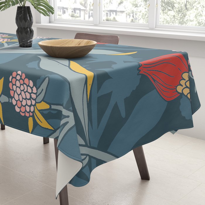 Retro floral shapes Tablecloth Gallery Image 3