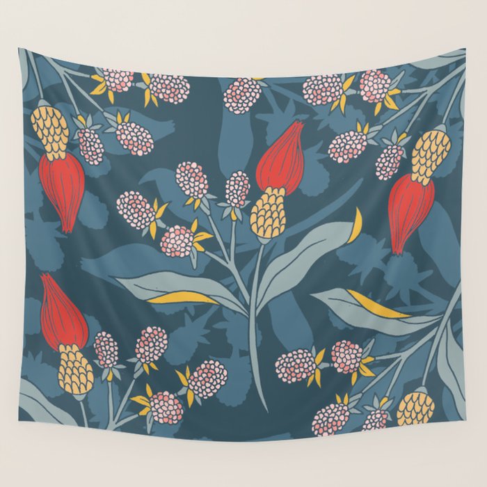 Retro floral shapes Wall Tapestry Gallery Image 1