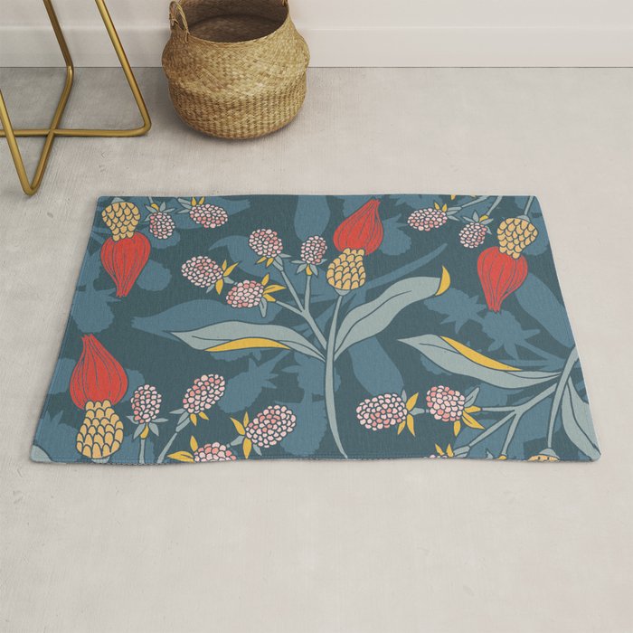 Retro floral shapes Rug Gallery Image 1