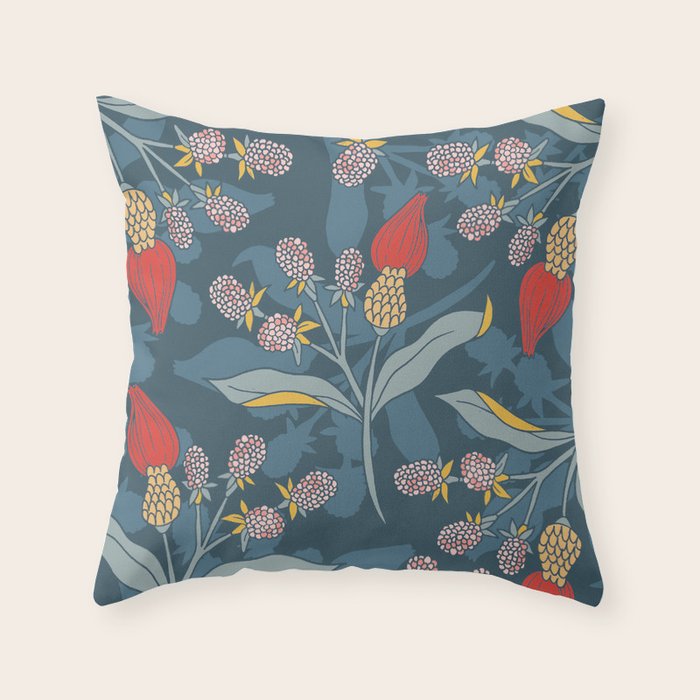Retro floral shapes Throw Pillow Gallery Image 1